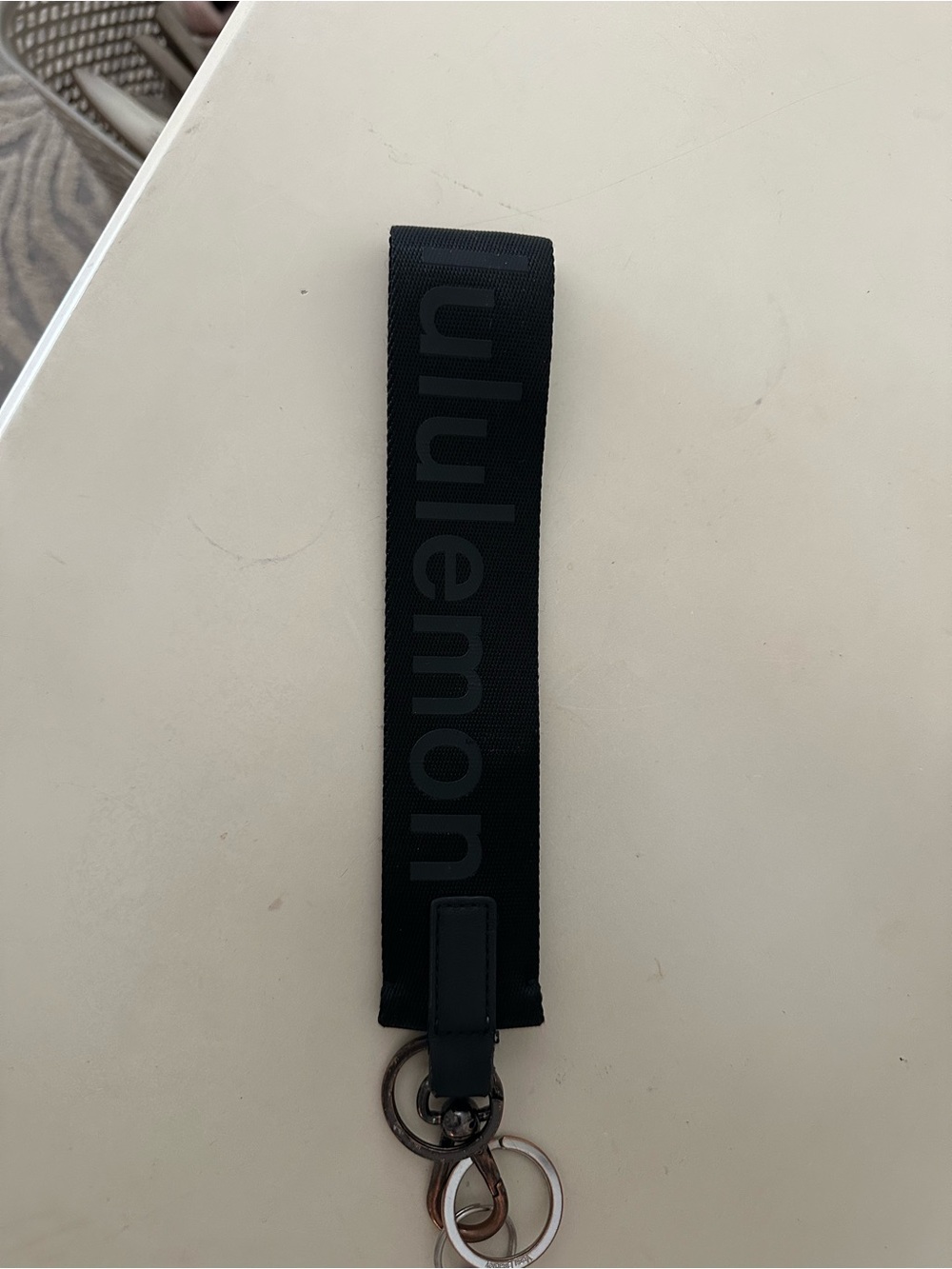 lululemon athletica Black Logo Wrist Key Loop